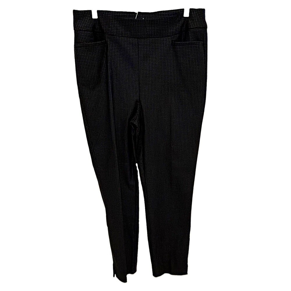 Chico's Size 10 Black Houndstooth Cropped Ankle Dress Pants Stretch Workwear